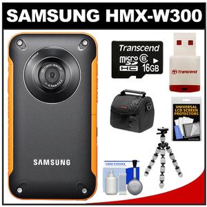 Samsung HMX-W300 Shock & Waterproof Pocket HD Digital Video Camera Camcorder (Orange) with 16GB Card & Reader + Case + Tripod + Accessory Kit - Digital Cameras and Accessories - Hip Lens.com
