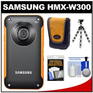 Samsung HMX-W300 Shock & Waterproof Pocket HD Digital Video Camera Camcorder (Orange) with Case + Tripod + Accessory Kit - Digital Cameras and Accessories - Hip Lens.com