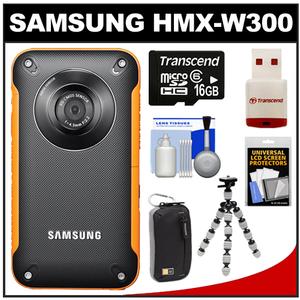 Samsung HMX-W300 Shock & Waterproof Pocket HD Digital Video Camera Camcorder (Orange) with 16GB Card & Reader + Case + Tripod + Accessory Kit - Digital Cameras and Accessories - Hip Lens.com