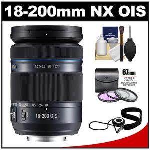 Samsung 18-200mm f/3.5-6.3 NX Movie Pro ED OIS Zoom Lens (Black) with 3 UV/FLD/CPL Filters + Accessory Kit - Digital Cameras and Accessories - Hip Lens.com