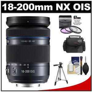 Samsung 18-200mm f/3.5-6.3 NX Movie Pro ED OIS Zoom Lens (Black) with 3 UV/FLD/CPL Filters + Case + Tripod + Accessory Kit - Digital Cameras and Accessories - Hip Lens.com
