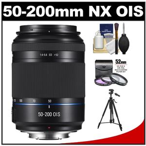Samsung 50-200mm f/4.0-5.6 NX ED OIS II Telephoto Zoom Lens (Black) with 3 (UV/FLD/CPL) Filters + Tripod + Accessory Kit - Digital Cameras and Accessories - Hip Lens.com