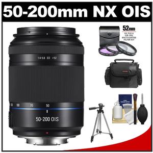 Samsung 50-200mm f/4.0-5.6 NX ED OIS II Telephoto Zoom Lens (Black) with 3 (UV/FLD/CPL) Filters + Case + Tripod + Accessory Kit - Digital Cameras and Accessories - Hip Lens.com