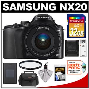 Samsung NX20 Smart Wi-Fi Digital Camera Body & 18-55mm Lens (Black) with 32GB Card + Battery + Case + Filter + Accessory Kit - Digital Cameras and Accessories - Hip Lens.com