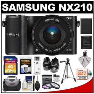 Samsung NX210 Smart Wi-Fi Digital Camera Body & 18-55mm Lens (Black) with 32GB Card + Case + Battery + Tripod + 2 Lens Set + Filters + Accessory Kit - Digital Cameras and Accessories - Hip Lens.com