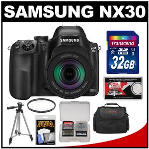 Samsung NX30 Smart Wi-Fi Digital Camera & 18-55mm Lens with 32GB Card + Case + Tripod + UV Filter + Accessory Kit