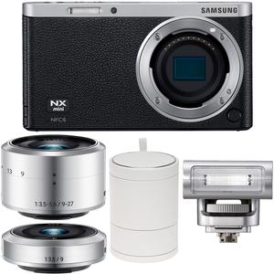 Samsung NX Mini Smart Wi-Fi Digital Camera with 9-27mm & 9mm Lenses Flash & Case (Black)