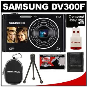 Samsung DV300F Smart Dual LCD Wi-Fi Digital Camera (Black) with 8GB Card & Reader + Case + Tripod + Accessory Kit - Digital Cameras and Accessories - Hip Lens.com