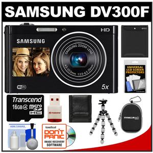 Samsung DV300F Smart Dual LCD Wi-Fi Digital Camera (Black) with 16GB Card & Reader + Battery + Case + Tripod + Accessory Kit - Digital Cameras and Accessories - Hip Lens.com