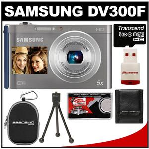 Samsung DV300F Smart Dual LCD Wi-Fi Digital Camera (Silver/Blue) with 8GB Card & Reader + Case + Tripod + Accessory Kit - Digital Cameras and Accessories - Hip Lens.com
