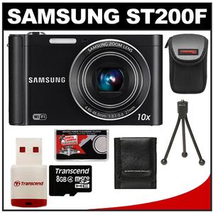 Samsung ST200F Smart Wi-Fi Digital Camera (Black) with 8GB Card & Reader + Case + Tripod + Accessory Kit - Digital Cameras and Accessories - Hip Lens.com