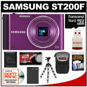 Samsung ST200F Smart Wi-Fi Digital Camera (Plum) with 16GB Card & Reader + Battery + Case + Tripod + Accessory Kit - Digital Cameras and Accessories - Hip Lens.com