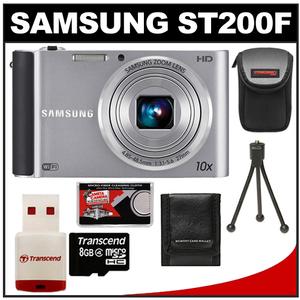Samsung ST200F Smart Wi-Fi Digital Camera (Silver) with 8GB Card & Reader + Case + Tripod + Accessory Kit - Digital Cameras and Accessories - Hip Lens.com