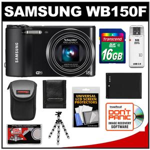 Samsung WB150F Smart Wi-Fi Digital Camera (Black) with 16GB Card + Battery + Case + Tripod + Accessory Kit - Digital Cameras and Accessories - Hip Lens.com
