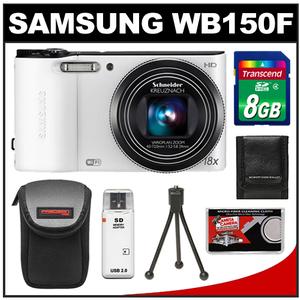 Samsung WB150F Smart Wi-Fi Digital Camera (White) with 8GB Card + Case + Tripod + Accessory Kit - Digital Cameras and Accessories - Hip Lens.com