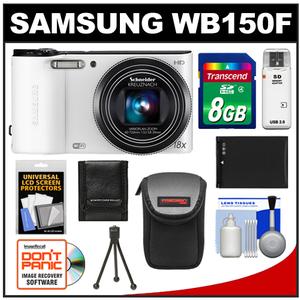 Samsung WB150F Smart Wi-Fi Digital Camera (White) with 8GB Card + Battery + Case + Tripod + Accessory Kit - Digital Cameras and Accessories - Hip Lens.com