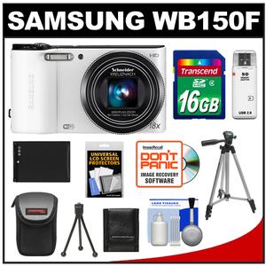 Samsung WB150F Smart Wi-Fi Digital Camera (White) with 16GB Card + Battery + Case + (2) Tripods + Accessory Kit - Digital Cameras and Accessories - Hip Lens.com