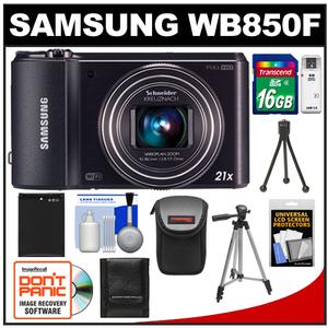 Samsung WB850F Smart Wi-Fi GPS Digital Camera (Black) with 16GB Card + Battery + Case + (2) Tripods + Accessory Kit - Digital Cameras and Accessories - Hip Lens.com