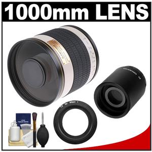 Samyang 500mm f/6.3 Mirror Lens (White) & 2x Teleconverter with Cleaning Kit for Nikon 1 J1 J2 V1 Digital Cameras - Digital Cameras and Accessories - Hip Lens.com