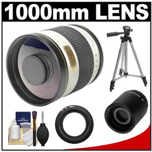 Samyang 500mm f/6.3 Mirror Lens (White) & 2x Teleconverter with Tripod + Accessory Kit for Nikon 1 J1 J2 V1 Digital Cameras - Digital Cameras and Accessories - Hip Lens.com