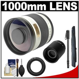 Samyang 500mm f/6.3 Mirror Lens (White) & 2x Teleconverter with Monopod + Accessory Kit for Nikon 1 J1 J2 V1 Digital Cameras - Digital Cameras and Accessories - Hip Lens.com