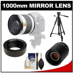 Samyang 500mm f/6.3 Mirror Lens (White) & 2x Teleconverter with 57" Tripod + Accessory Kit for Olympus Pen & Panasonic Micro 4/3 Digital SLR Cameras - Digital Cameras and Accessories - Hip Lens.com