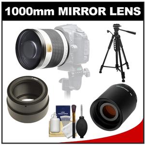 Samyang 500mm f/6.3 Mirror Lens (White) & 2x Teleconverter with 57" Tripod + Accessory Kit for Sony Alpha NEX Digital Cameras - Digital Cameras and Accessories - Hip Lens.com