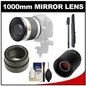 Samyang 500mm f/6.3 Mirror Lens (White) & 2x Teleconverter with 67" Monopod + Accessory Kit for Sony Alpha NEX Digital Cameras - Digital Cameras and Accessories - Hip Lens.com