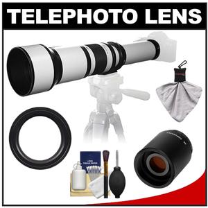 Samyang 650-1300mm f/8-16 Telephoto Lens (White) & 2x Teleconverter with Cleaning Kit for Canon EOS Digital SLR Cameras - Digital Cameras and Accessories - Hip Lens.com