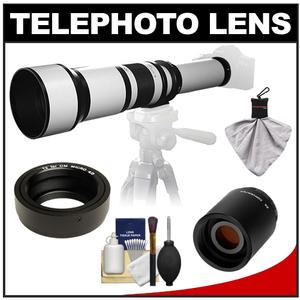 Samyang 650-1300mm f/8-16 Telephoto Lens (White) & 2x Teleconverter with Cleaning Kit for Olympus Pen & Panasonic Micro 4/3 Digital SLR Cameras - Digital Cameras and Accessories - Hip Lens.com