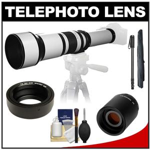 Samyang 650-1300mm f/8-16 Telephoto Lens (White) & 2x Teleconverter with 67" Monopod + Accessory Kit for Olympus Pen & Panasonic Micro 4/3 Digital SLR Came - Digital Cameras and Accessories - Hip Lens.com