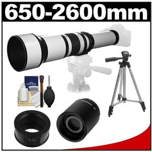Samyang 650-1300mm f/8-16 Telephoto Lens (White) & 2x Teleconverter with Tripod + Accessory Kit for Samsung NX Digital Cameras - Digital Cameras and Accessories - Hip Lens.com