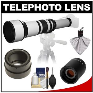 Samyang 650-1300mm f/8-16 Telephoto Lens (White) & 2x Teleconverter with Cleaning Kit for Sony Alpha NEX Digital Cameras - Digital Cameras and Accessories - Hip Lens.com