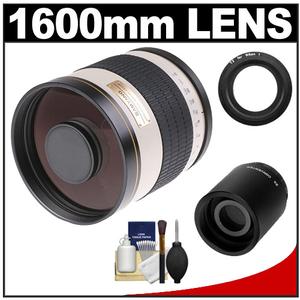 Samyang 800mm f/8.0 Mirror Lens (White) & 2x Teleconverter with Cleaning Kit for Nikon 1 J1 J2 V1 Digital Cameras - Digital Cameras and Accessories - Hip Lens.com