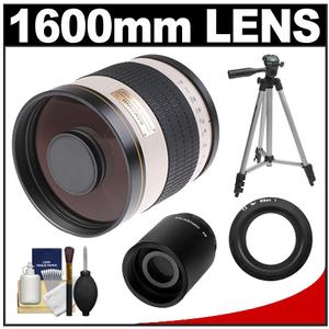 Samyang 800mm f/8.0 Mirror Lens (White) & 2x Teleconverter with Tripod + Accessory Kit for Nikon 1 J1 J2 V1 Digital Cameras - Digital Cameras and Accessories - Hip Lens.com
