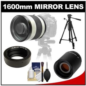 Samyang 800mm f/8.0 Mirror Lens (White) & 2x Teleconverter with 57" Tripod + Accessory Kit for Olympus Pen & Panasonic Micro 4/3 Digital SLR Cameras - Digital Cameras and Accessories - Hip Lens.com