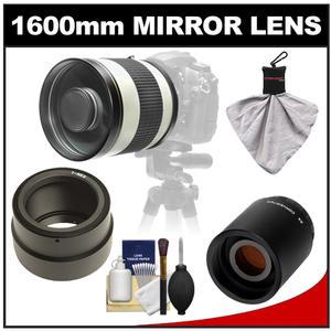 Samyang 800mm f/8.0 Mirror Lens (White) & 2x Teleconverter with Cleaning Kit for Sony Alpha NEX Digital Cameras - Digital Cameras and Accessories - Hip Lens.com
