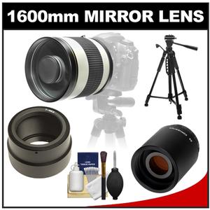 Samyang 800mm f/8.0 Mirror Lens (White) & 2x Teleconverter with 57" Tripod + Accessory Kit for Sony Alpha NEX Digital Cameras - Digital Cameras and Accessories - Hip Lens.com