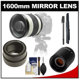 Samyang 800mm f/8.0 Mirror Lens (White) & 2x Teleconverter with 67" Monopod + Accessory Kit for Sony Alpha NEX Digital Cameras - Digital Cameras and Accessories - Hip Lens.com