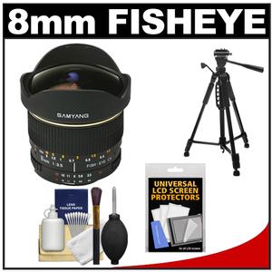 Samyang 8mm f/3.5 Aspherical Fisheye Manual Focus Lens (for Canon EOS Cameras) with Tripod + Accessory Kit - Digital Cameras and Accessories - Hip Lens.com