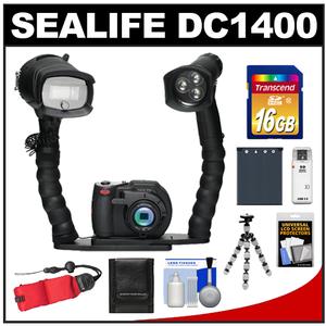 SeaLife DC1400 Pro Duo Video Digital Underwater Camera with Flash  LED Light & 2 Brackets + 16GB Card + Battery + Tripod + Accessory Kit - Digital Cameras and Accessories - Hip Lens.com