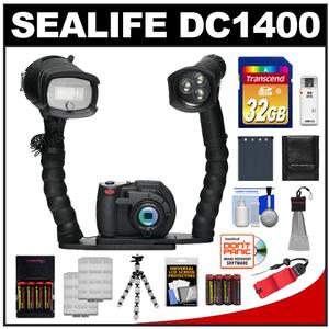 SeaLife DC1400 Pro Duo Video Digital Underwater Camera with Flash  LED Light & 2 Brackets + 32GB Card + Battery + Tripod + Accessory Kit - Digital Cameras and Accessories - Hip Lens.com