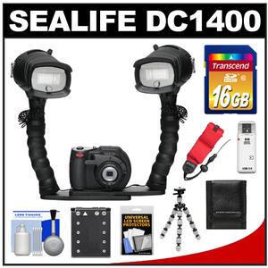 SeaLife DC1400 14MP HD Underwater Digital Camera Pro X2 Set with 2 Flashes & 2 Brackets + 16GB Card + Battery + Tripod + Accessory Kit - Digital Cameras and Accessories - Hip Lens.com