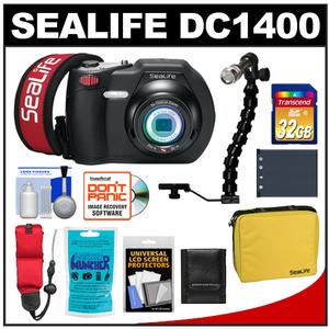 SeaLife DC1400 14MP HD Underwater Digital Camera with 32GB Card + Case + Battery + LED Torch & Arm Bracket + Accessory Kit