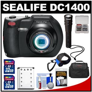 SeaLife DC1400 14MP HD Underwater Digital Camera with (2) 32GB Cards + Battery + Case + LED Torch + Accessory Kit