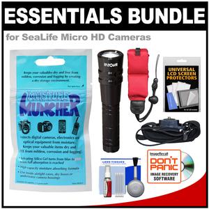 Essentials Bundle for SeaLife Micro HD 16GB & Micro HD+ 32GB Underwater Digital Camera with Silica Gel + Tactical LED Torch + Hand Strap Mount + Floating Strap + Accessory Kit
