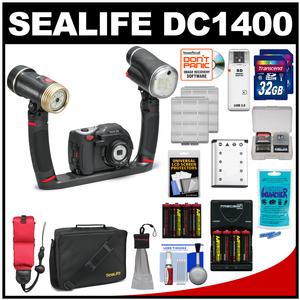 SeaLife DC1400 14MP HD Underwater Digital Camera Sea Dragon Pro Duo Set with Flash & Light + (2) 32GB Cards + Battery + Case + Accessory Kit