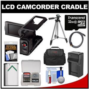 Sony AKA-LU1 Camcorder Cradle with LCD for Action Cam with 32GB Card + NP-BX1 Battery + Charger + Case + Tripod + HDMI Cable + Accessory Kit