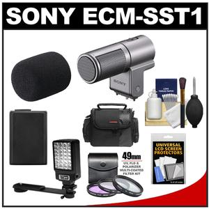 Sony Alpha ECM-SST1 Stereo Microphone for NEX-3  NEX-C3  NEX-5 & NEX-5N Cameras (Silver) with NP-FW50 Battery + Video Light + Case + 3 Filter Set + Cleaning & A - Digital Cameras and Accessories - Hip Lens.com