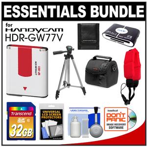 Essentials Bundle for Sony Handycam HDR-GW77V Shock & Waterproof HD Video Camera Camcorder with 32GB Card + Case + NP-BG1 Battery + 50" Tripod + Accessory  - Digital Cameras and Accessories - Hip Lens.com